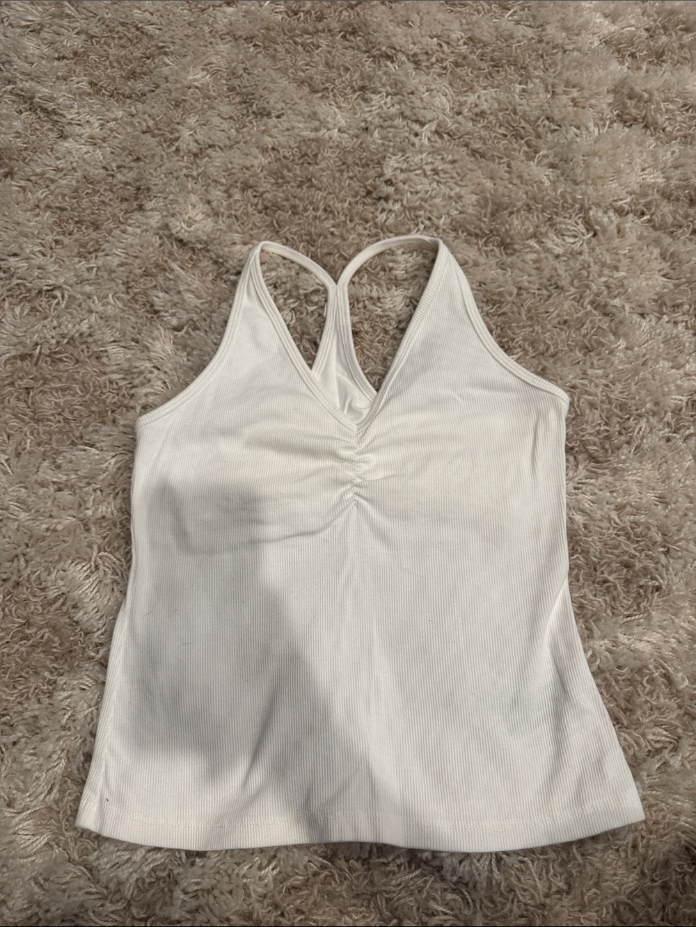 Old Navy White Ribbed V-Neck Cami with Racerback